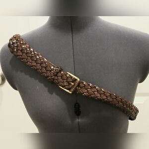 Men's Roundtree & Yorke Brown Leather‎ Braided Belt